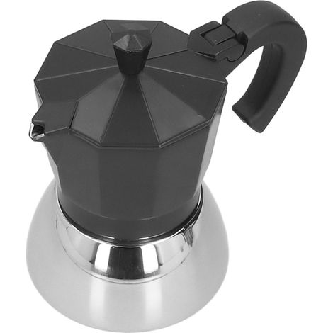 180 ml 4 Tassen Aluminium-Kaffeekanne, achteckig, italienisches Design, Espressokanne, Schwarz (1/5)