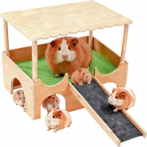 Wooden Guinea Pig House with Ramp, 15 x 23.5 x 36 cm (1/5)