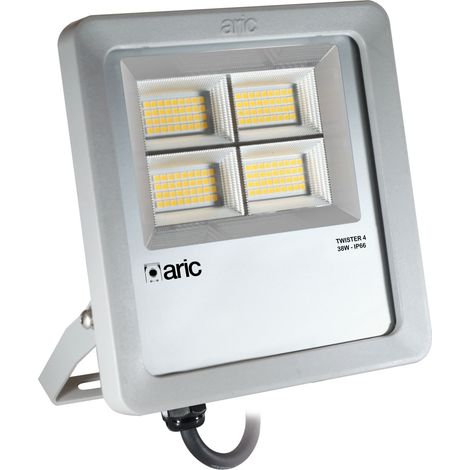 PROJECTEUR TWISTER 4 gris 38W 4000K IP66 IK08 6080lm 90° 50000h ARIC 51674 (1/3)