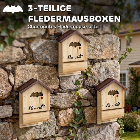 Lot de 3 abris pour chauves-souris en sapin, à accrocher au jardin, 21,5 x 11,5 x 34 cm (1/4)