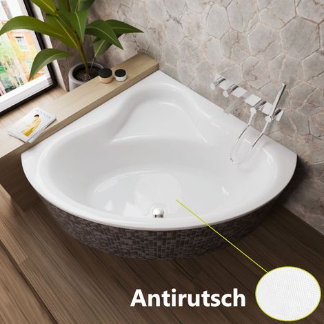 ECOLAM Badewanne BALA 120 x 120 cm mit Antirutsch + Styroporverkleidung befliesbar Eckbadewanne rutschfest symmetrisch (1/5)
