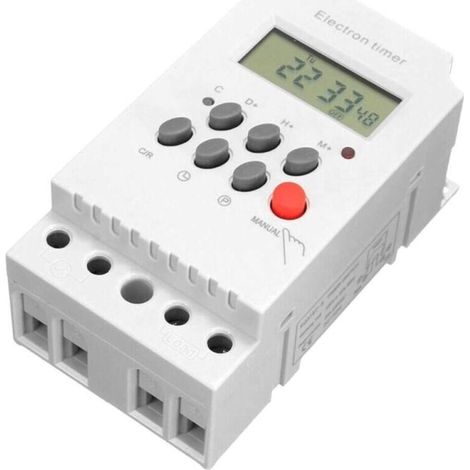 AC 220V 25A Programmable Digital Timer DIN Rail Electronic Time Switch Controller with LCD Display Clock (1/5)