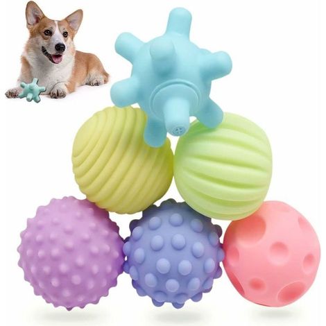 Jouets de dentition pour chiot Squeaky Dog Chew Toys Ball, Puppy Boredom Dog Ball Squeaky for Pets Training Swimming Play Running, Interactive Pet Toys for Small Puppies and Medium Dogs (1/2)
