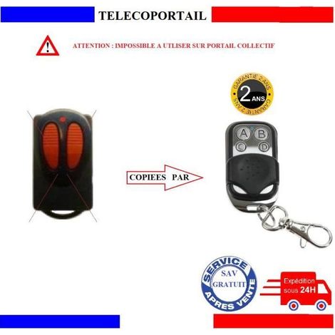 Télécommande universelle copieuse - V2 TXC2/TXC4 - 433.92 MHz (code fixe) - 4 canaux - Très résistante au choc