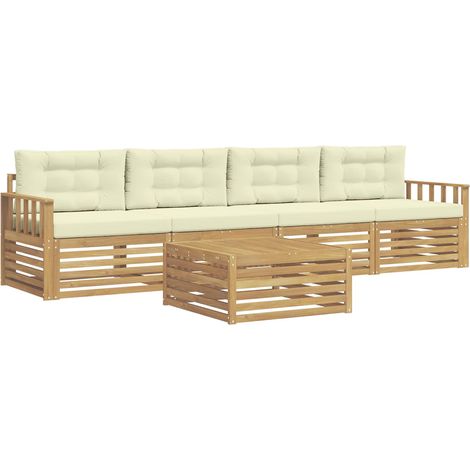 Set di divani da esterno 5 pz 4-Posti Bianco e Crema vidaXL (1/5)