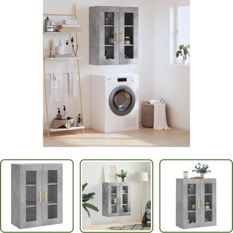 vidaXL Betonfarbe - Wandschrank Betongrau 69,5x34x90 cm (1/5)
