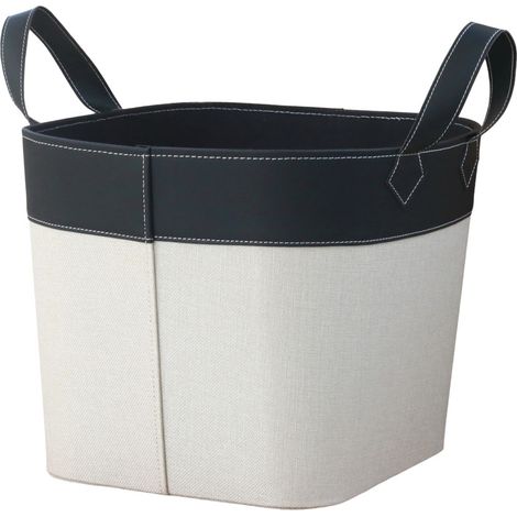 Trendline Holzkorb Kunstleder 34 x 32 x 30 cm weiß/schwarz Korb