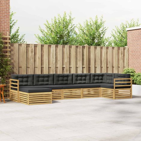 vidaXL Outdoor-Sofagarnitur 7 Stk. Weiß und Anthrazit (1/5)