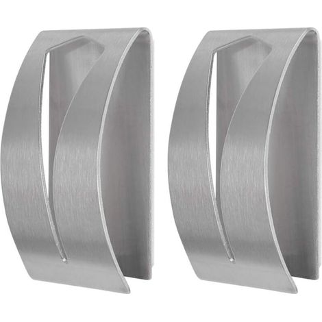 Set di 2 ganci adesivi per asciugamani, ganci da parete in acciaio inossidabile per bagno, ideali per asciugamani da bagno, strofinacci, grembiuli e sacchi per la spazzatura da cucina.