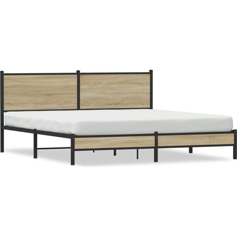 Maison Exclusive - Metallbett ohne Matratze Sonoma-Eiche 180x200