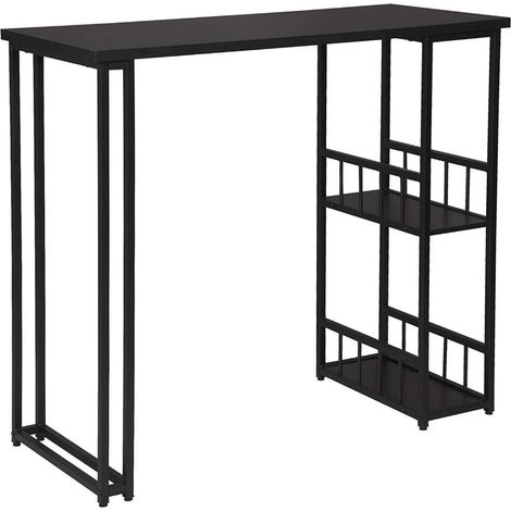 WOLTU Bartisch mit 2 Ablagefläche aus Metallgestell & MDF schwarz (1/5)