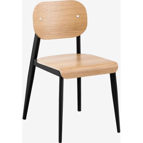 Pack de 4 chaises de salle à manger en placage de chêne et fer And SKLUM Noir (1/5)