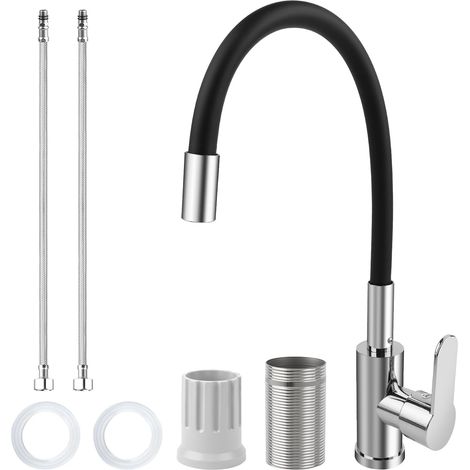 Robinet Cuisine Noir - 1 Unité - Bec Flexible - Pivotant 360 Degrés - Économiseur Eau - Installation Facile (1/5)