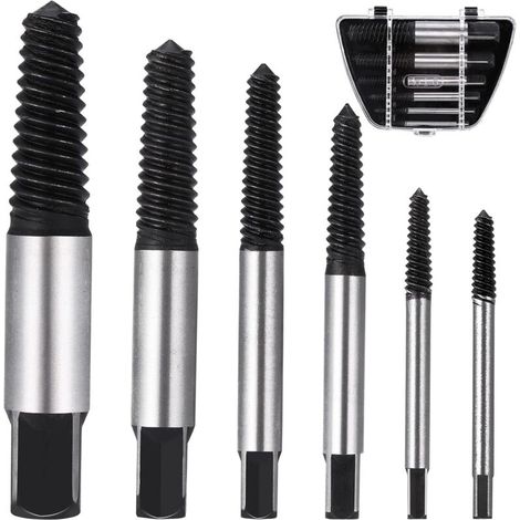 Extracteur de Vis M3-M22, 6 Pièces Extracteurs de Vis Cassé, Tourne a Gauche Extracteur avec Boîte de Rangement pour Enlever Vis Rouillées, Coincées ou Abîmées (1/4)