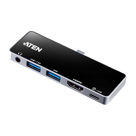 Base de viaje USB-C Aten UH3238 con alimentación de paso Base de viaje USB-C con alimentación de paso UH3238-AT Base Puertos Ethernet LAN (RJ-45) Cantidad de puertos VGA (D-Sub) Cantidad de Disp (1/5)