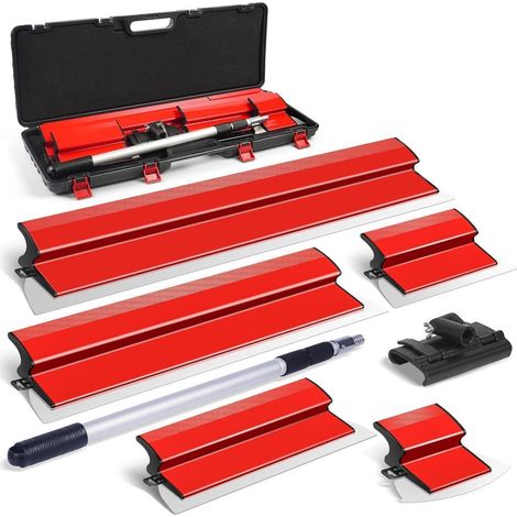 Flächenspachtel Set mit Teleskopstange, 5-teilig, Edelstahlklingen (1/5)