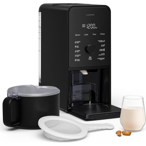 Klarstein Marcia Touch Machine à Lait Végétaux, 1200W, 12 Programmes, Auto-Nettoyage, Écran LCD, 1,2L Inox, Lait dAmande, Avoine, Noix, Machine Lait Végétal