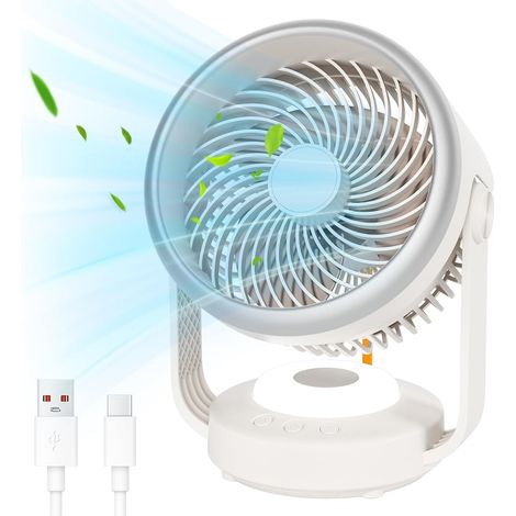 Ventilatore ultra silenzioso, ventilatore da tavolo portatile, ventilatore per la circolazione dell'aria da 5400 mAh per ufficio con 4 velocità e inclinazione regolabile, ventilatore per la circolazio (1/5)