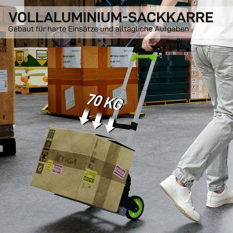 Chariot pliable en aluminium avec poignée télescopique réglable jusqu'à 100 cm, diable de transport léger pour déménagement (1/4)