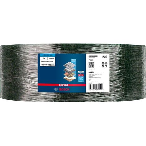 Rollo de vellón Expert N880 para lijado manual de 100 mm x 10 m multiuso  BOSCH 2608901225