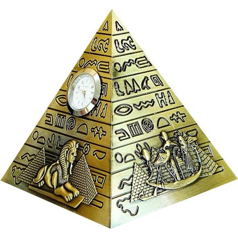 Ornement de Pyramide Égyptienne Jaune en Alliage avec Horloge Style Créatif Décoration de Bureau pour Bureau et Aménagement Décoratif (1/5)