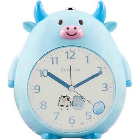 Réveil enfant, veilleuse vache mignonne, réveil de bureau pour chambre, cadeau pour écolier et enfant (marron) 25-26 bleu