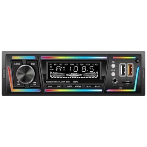 Autoradio Bluetooth avec RDS, port de chargement USB-C, mode lecteur multi-lumière, FM/AM, autoradio 1 DIN avec 2 ports USB/MP3/AUX/carte SD/réglages audio DSP/égaliseur (1/5)