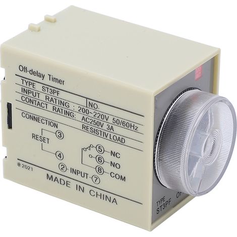 BERM Power Off Delay Relay Knob Control Timing Timer High Accuracy AC200‑220V ST3PF 6Min