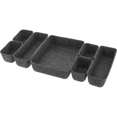 Organizzatore per cassetti in feltro con 7 cestini portaoggetti - grigio antracite - Tendance