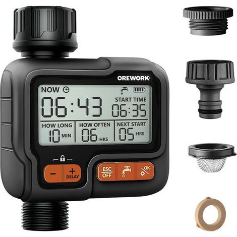 Programador de Riego Orework Control Total  Temporizador de grifo digital para jardin de 1 zona
