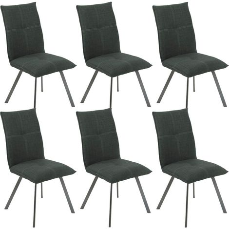 BISPO - Lot de 6 Chaises Tissu Texturé Coloris Gris Anthracite (1/4)