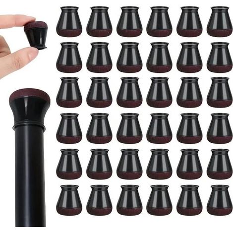 Lot de 36 protège-pieds de chaise en silicone – Avec feutre – Protection des sols – Pour pieds de 14 à 20 mm – Noirs (1/5)