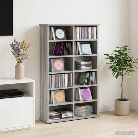 vidaXL CD Cabinet Grey Sonoma 60 x 17 x 92 cm Engineered Wood (1/5)