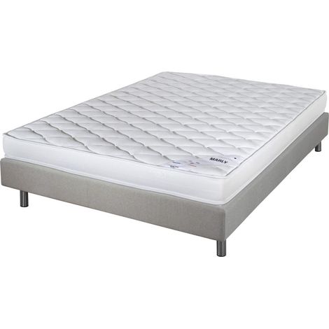 Matelas et sommier 140x190 Marly - Newkit - Soutien ferme - Sommier démonté - Lin (1/5)