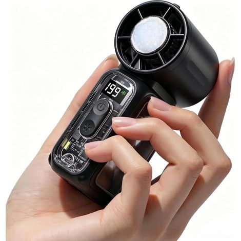 JSSEVN - Mini ventilador portátil de mano, pequeño ventilador de bolsillo con bolsa de hielo, recargable, tamaño compacto ideal para viajes y conciertos. (1/5)