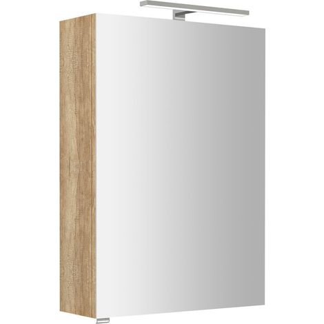 Armoire à miroir RIWA avec. Luminaire LED, 50x70x17cm, chêne Alabama (1/4)