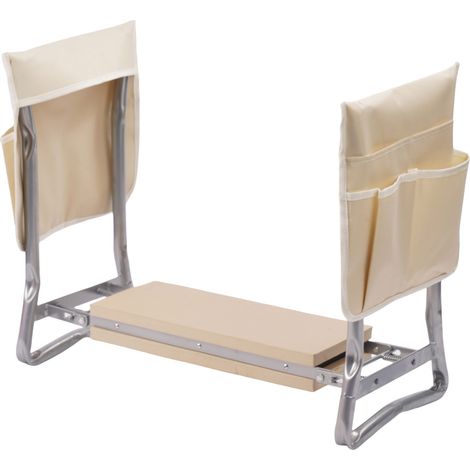 Relaxdays Garden Kneeler & Seat, Foldable, Padded with Tool Pockets, 2-in-1 Kneeling Aid, max. 150 kg, Beige