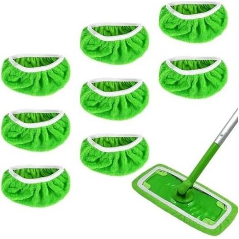 8 Chiffons Réutilisables Microfibre pour Serpillière Sol, Lingettes Compatibles Swiffer Balai et Mop, Nettoyage Sec et Humide, 25,4x11,5 cm pour Bois, Carrelage, Vinyle (1/5)