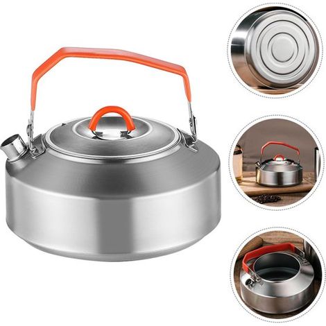 Bollitore da campeggio pieghevole in acciaio inox con comoda impugnatura, accessorio da campeggio, aiuto in cucina per casa, viaggi, campeggio, escursionismo (1/5)