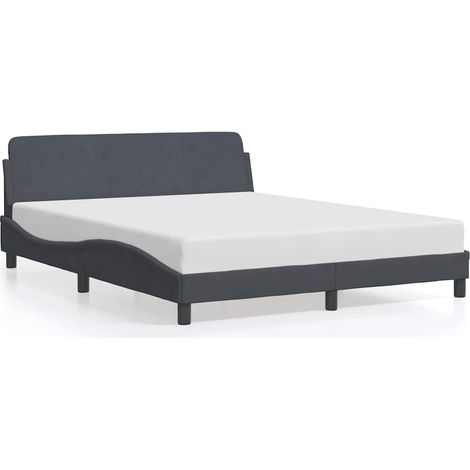 Lit double Lit adulte Cadre de lit Dover gris foncé 160x200 cm velours (1/5)