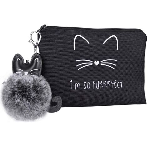 Trousse de Toilette de Voyage Pliable pour Femmes, Trousse à maquillage Pochette Sac Cosmétique Organisateuer (Chat Mignon) (1/5)