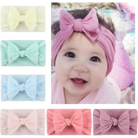 6-teiliges Baby-Turban-Stirnband-Set – Haarband mit Schleife, weich, niedlich, elastisch, für Neugeborene/Mädchen/Jungen/Kinder, Geschenkidee (1/5)