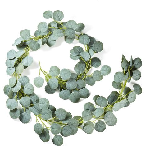 Ghirlanda di eucalipto artificiale, foglie di eucalipto finte, ghirlanda di viti di eucalipto fatta a mano, ghirlanda di foglie verdi per matrimoni, casa, cucina, ufficio, decorazioni murali per matri