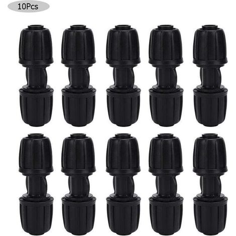 SJLERST 10 Pices Connecteur D'eau Droit Raccord D'irrigation Goutte Goutte de Jardin pour quipement D'arrosage de Tuyau PE 16mm (1/4)