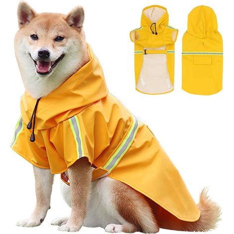 Hundemantel - Hunderegenmantel - Hunderegenmantel - Verstellbare Kapuze - Wasserdicht - Reflektierend - Vollständige Abdeckung für große Hunde - Wind- und Regenschutz - Hunderegenmantel mit Kapuze (Gr