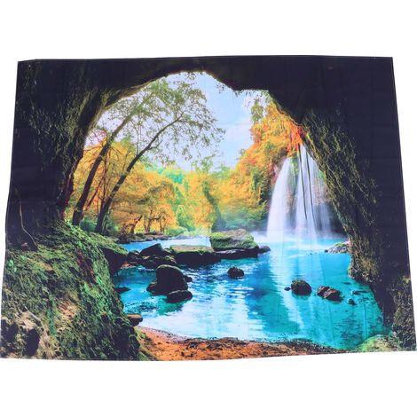 Tapisserie murale paysage rivière grotte décoration chambre 200x150cm couverture murale (1/5)