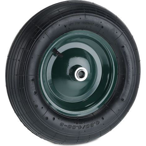 Relaxdays – Roue de brouette pneumatique 4.80 4.00-8 – Jante acier – Capacité 120 kg – Roulement à billes pour confort – Surface profilée (1/5)