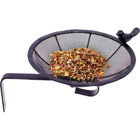 Mangeoire à oiseaux – Petit plateau d'extérieur avec support mural, solution de salle à manger robuste, idéal pour moineaux, canaris, perruches, rouges-gorges, pinsons, jardin, balcon, jardin, 25,5 x (1/5)