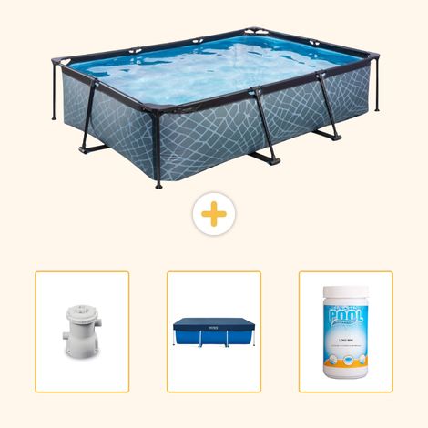 Exit-toys Piscine Exit Rectangulaire - Effet Pierre - 300x200x65 cm - 4-pièces SCB75 (1/5)