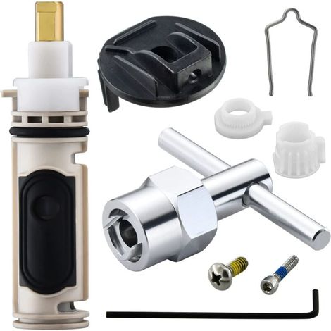 Cartouche de valve de rechange 1222 avec outil de retrait 104421 et kit d'adaptateur de poignée 116653 pour Moen, compatible avec les robinets de douche Posi Temp à une poignée (1/4)